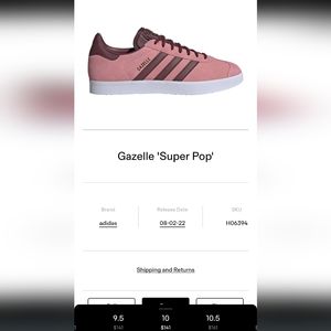 Adidas Gazelle Pink/Maroon men's size 10